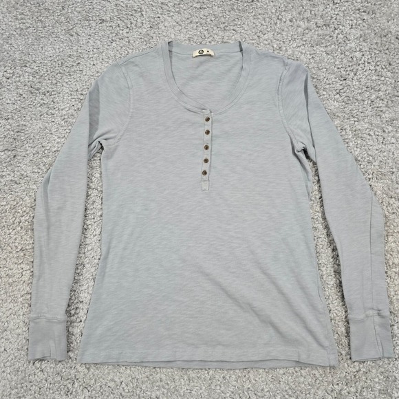American Giant Henley Shirt Womens Medium Gray Long Sleeve Pullover Minimalist - Picture 1 of 9